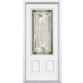 36 In. x 80 In. x 6 9/16 In. Providence Brass 3/4 Lite Left Hand Entry Door with Brickmould