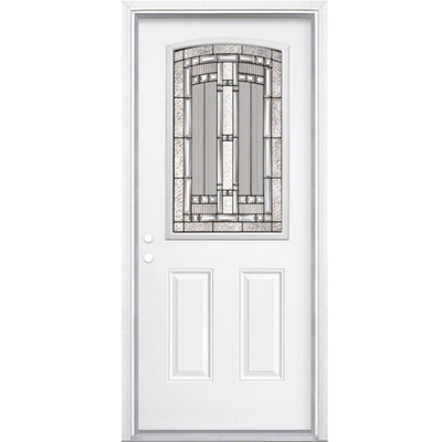 32 In. x 80 In. x 6 9/16 In. Elmhurst Antique Black Camber Half Lite Right Hand Entry Door with Brickmould