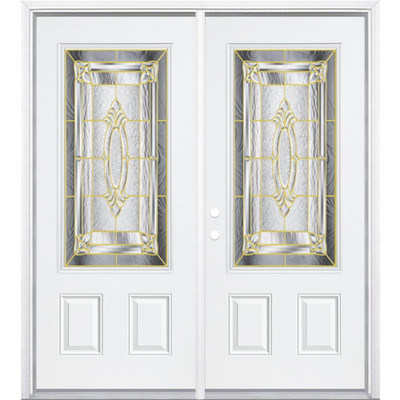 64"x80"x6 9/16" Providence Brass 3/4 Lite Right Hand Entry Door with Brickmould