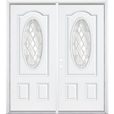 72"x80"x4 9/16" Halifax Nickel 3/4 Oval Lite Right Hand Entry Door with Brickmould