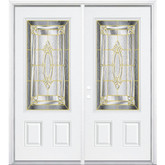 72"x80"x4 9/16" Providence Brass 3/4 Lite Right Hand Entry Door with Brickmould