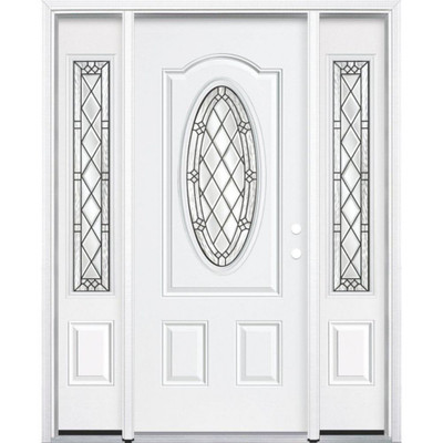 65"x80"x6 9/16" Halifax Antique Black 3/4 Oval Lite Left Hand Entry Door with Brickmould