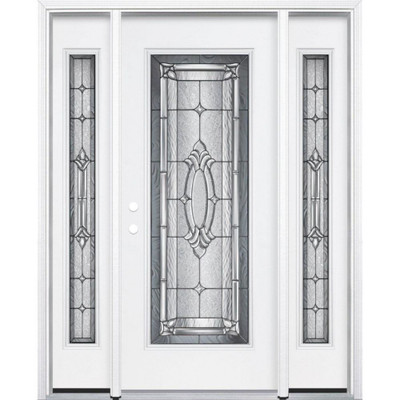 67"x80"x6 9/16" Providence Antique Black Full Lite Right Hand Entry Door with Brickmould
