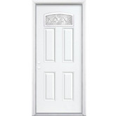 32 In. x 80 In. x 4 9/16 In. Halifax Nickel Camber Fan Lite Right Hand Entry Door with Brickmould