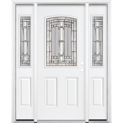 69"x80"x4 9/16" Elmhurst Antique Black Half Lite Left Hand Entry Door with Brickmould