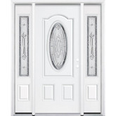 69"x80"x4 9/16" Providence Nickel 3/4 Oval Lite Left Hand Entry Door with Brickmould