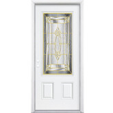 34 In. x 80 In. x 6 9/16 In. Providence Brass 3/4 Lite Right Hand Entry Door with Brickmould