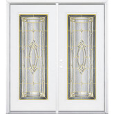 64"x80"x6 9/16" Providence Brass Full Lite Right Hand Entry Door with Brickmould