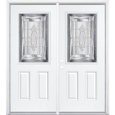 68"x80"x6 9/16" Providence Nickel Half Lite Right Hand Entry Door with Brickmould