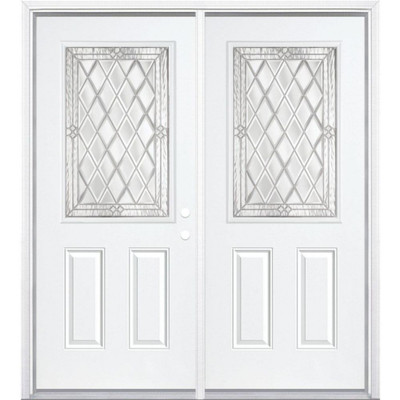 68"x80"x4 9/16" Halifax Nickel Half Lite Left Hand Entry Door with Brickmould