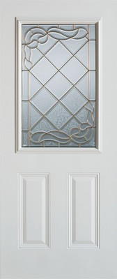 36 In. 1/2 Lite 2 - Panel Painted Steel Entry Door
