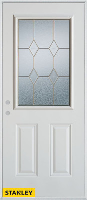 Geometric Patina 1/2 Lite 2-Panel White 32 In. x 80 In. Steel Entry Door - Right Inswing