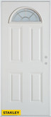 Geometric Fanlite 4-Panel White 36 In. x 80 In. Steel Entry Door - Left Inswing