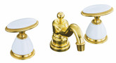 Antique Widespread Lavatory Faucet In Vibrant Polished Brass