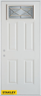Art Deco Patina Rectangular Lite 4-Panel White 34 In. x 80 In. Steel Entry Door - Right Inswing