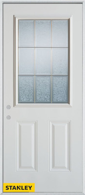 Geometric Glue Chip Zinc 1/2 Lite 2-Panel Pre-Finished White 34 In. x 80 In. Steel Entry Door - Right Inswing
