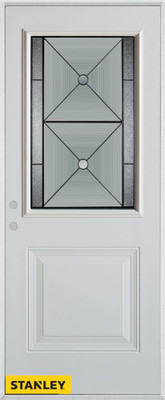 Bellochio Patina 1/2 Lite 1-Panel White 34 In. x 80 In. Steel Entry Door - Right Inswing