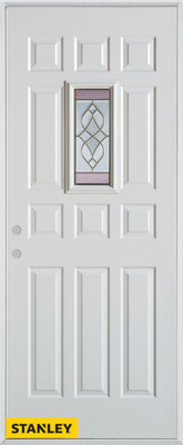 Art Deco Patina Rectangular Lite 12-Panel White 34 In. x 80 In. Steel Entry Door - Right Inswing