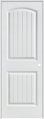 Primed 2-Panel Plank Smooth Prehung Interior Door 30 In. x 80 In. Left Hand