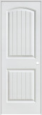 Primed 2-Panel Plank Smooth Prehung Interior Door 28 In. x 80 In. Left Hand