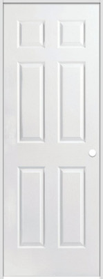 Primed 6-Panel Textured Safe N Sound Solid Core Prehung Door 28 Inch x 80 Inch Left Hand