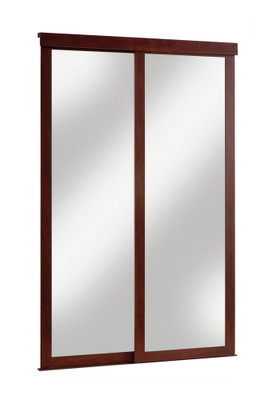 48 Inch Espresso Framed Mirrored Sliding Door