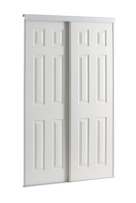 48 Inch White Framed 6-Panel Sliding Door