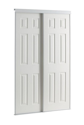 60 Inch White Framed 6-Panel Sliding Door