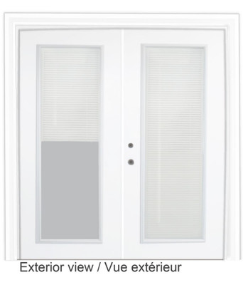 Steel Garden Door - Internal Mini Blinds - 6 Ft. x 82.375 In. Pre-Finish White - Right Hand