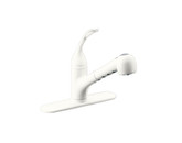 Coralais Single-Control Pullout Spray Kitchen Sink Faucet In White