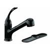 Coralais Single-Control Pullout Spray Kitchen Sink Faucet In Black Black