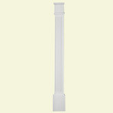 1-5/8 Inch x 8 Inch x 90 Inch Primed Polyurethane Fluted Pilaster with Moulded Plinth