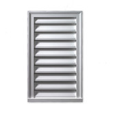 25 Inch x 37 Inch x 2 Inch Polyurethane Decorative Rectangle Vertical Louver Gable Grill Vent with Trim