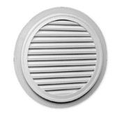 32 Inch x 1-5/8 Inch Polyurethane Functional Round Louver Gable Grill Vent with Flat Trim