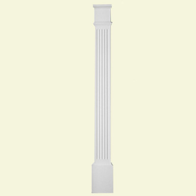 1-5/8 Inch x 5-1/4 Inch x 82 Inch Primed Polyurethane Fluted Pilaster with Moulded Plinth