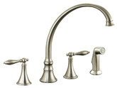 Finial Traditional Kitchen Sink Faucet With 9-3/16" Spout Reach In Vibrant Brushed Nickel