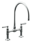 Hirise Stainless Deck Mount Bridge Kitchen Faucet In Polished Stainless