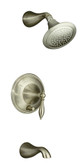 Finial Traditional Rite-Temp Pressure-Balancing Bath And Shower Faucet Trim, Valve Not Included In Vibrant Brushed Nickel