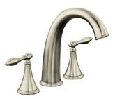 Finial Traditional Deck-Mount High-Flow Bath Faucet Trim, Valve Not Included In Vibrant Brushed Nickel