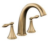 Finial Traditional Deck-Mount High-Flow Bath Faucet Trim, Valve Not Included In Vibrant Brushed Bronze