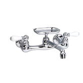 Heritage 2-Handle Wall-Mount Kitchen Faucet in Polished Chrome with Soap Dish