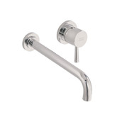 Serin 1-Handle Wall-Mount Low-Arc Bathroom Faucet with Valve Body and Grid Drain in Satin