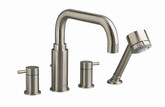Serin Deck Mount Tub Filler With Personal Shower, Brass Spout, Polished Chrome