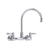 Heritage Wall Mount 2-Handle Bar Faucet in Polished Chrome