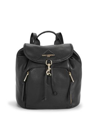Karl Lagerfeld Jourdan Pebbled Leather Backpack - BLACK