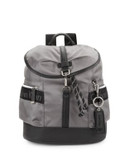 Calvin Klein Faux Leather-Accented Nylon Backpack - GREY