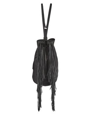Kenneth Cole Fringed Leather Sling Bag - BLACK