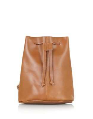 Topshop Mini Leather Backpack - TAN