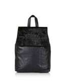 Topshop Brightside Leather Ponyhair Backpack - BLACK