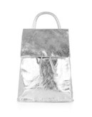 Topshop Clean Leather Backpack - SILVER